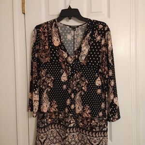 Roz & Ali Black and Cream Paisley Blouse